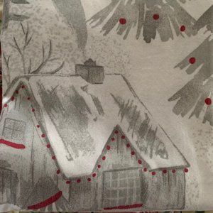 Martha Stewart "SNOWY VILLAGE" Shower Curtain: Deer, Houses, Trees, Birds, Snow